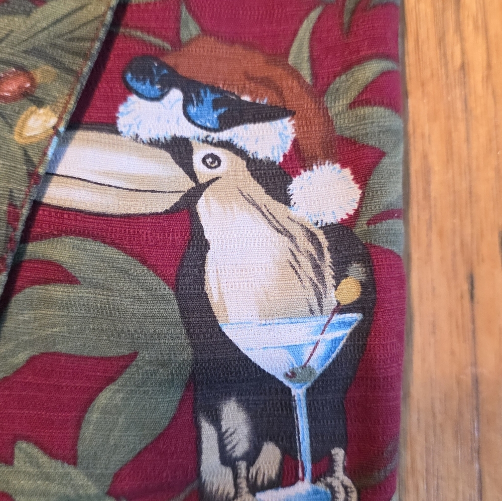 Tommy Bahama Maroon Tropical Toucan Men's Shirt. 100% Silk. Christmas Themed - Picture 2 of 4